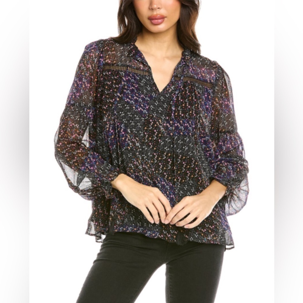 LOST & WANDER Sweet Surrender woman floral lightweight boho peasant top MED